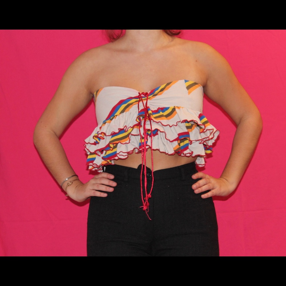 Colorful ruffle crop top